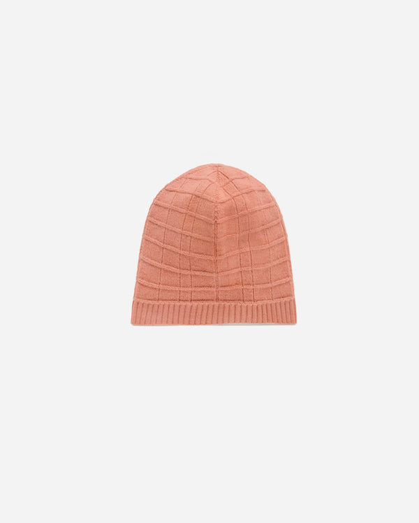 Spell-Out Knit Beanie in Red Brick