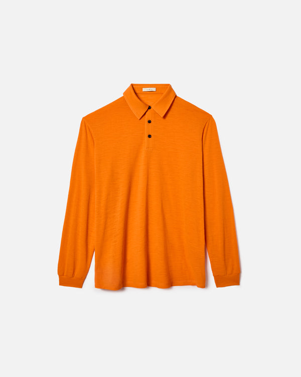 Orange Merino Long Sleeve Golf Shirt – Light-weight