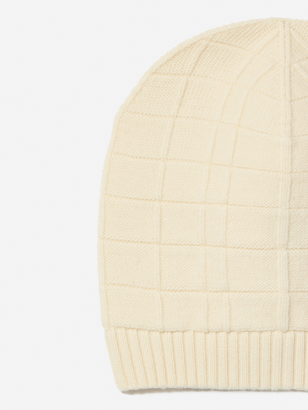 Spell-Out Knit Beanie in Natural