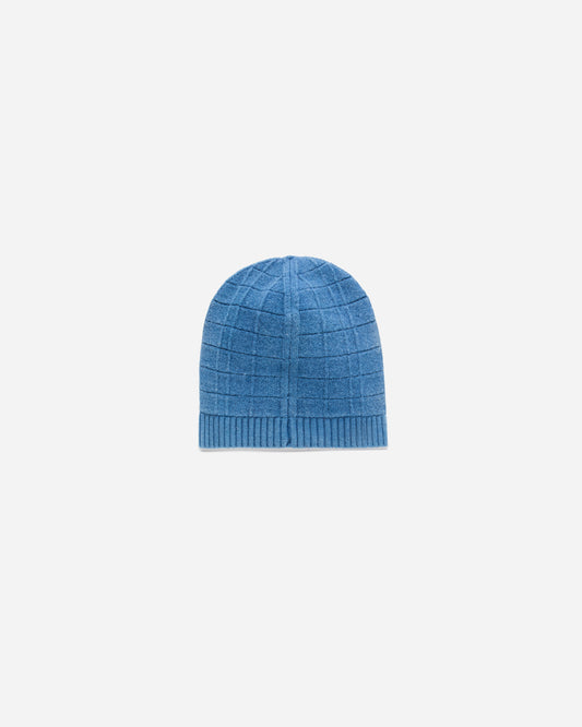 Spell-Out Knit Beanie in Blue Sea