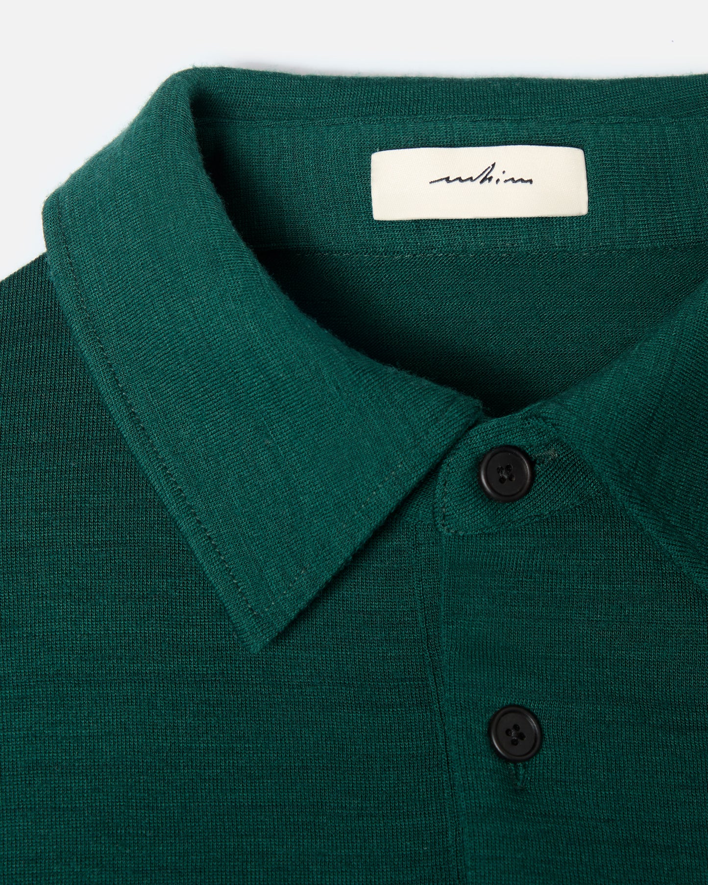 Embroidered Dark Green Merino Long Sleeve Golf Shirt – Mid-Weight