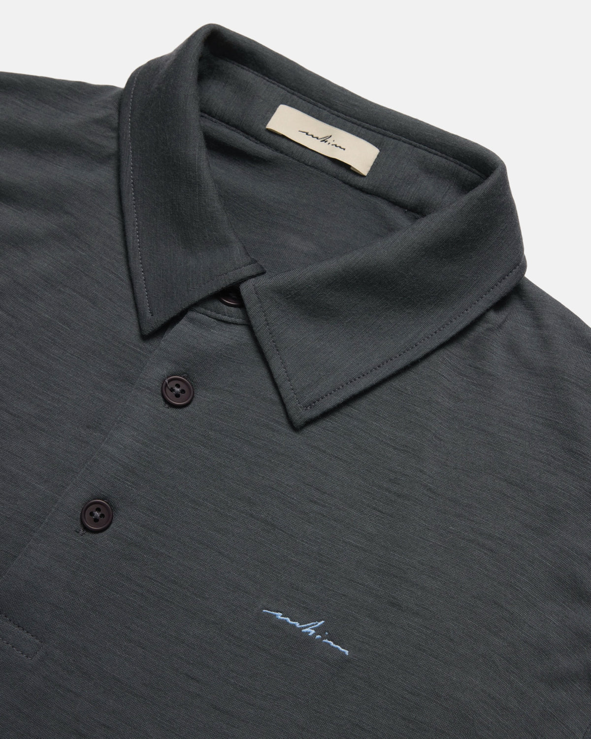 Sky Embroidered Slate Merino Long Sleeve Golf Shirt