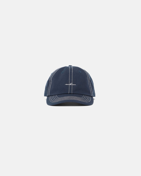 Blue & White Contrast Stitch Embroidered Hat