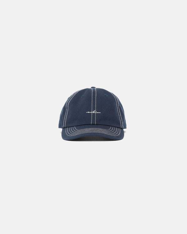 Blue & White Contrast Stitch Embroidered Hat