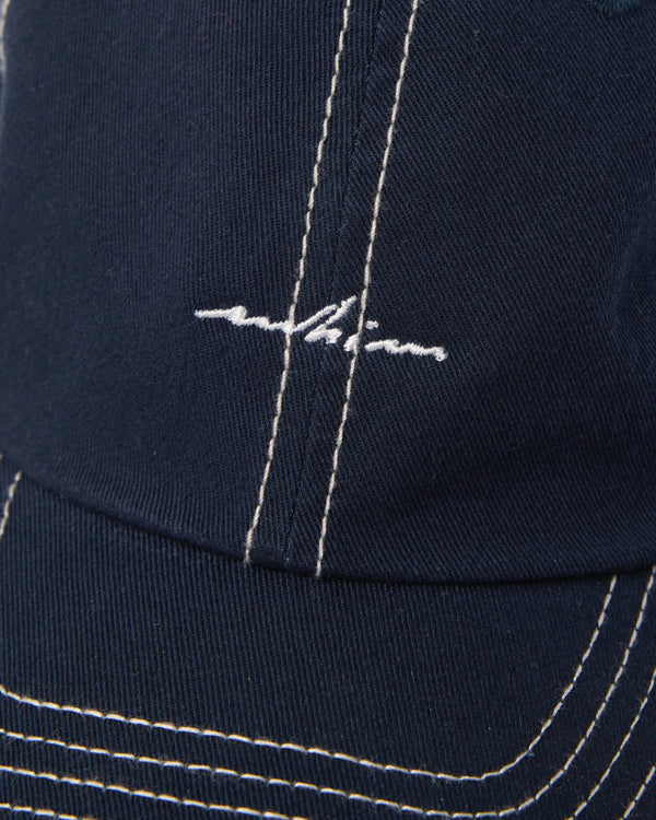Blue & White Contrast Stitch Embroidered Hat