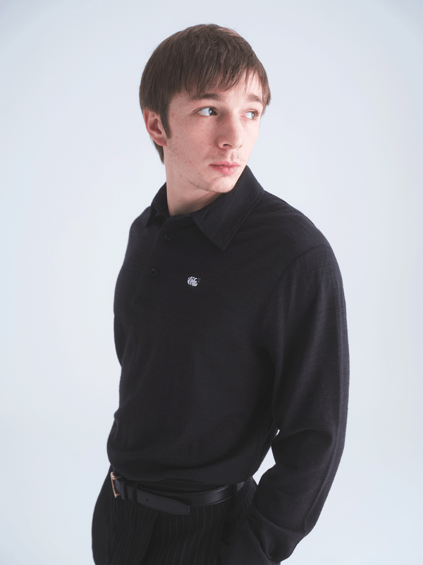 Sheep Logo Merino Long Sleeve Golf Shirt – Light-Weight