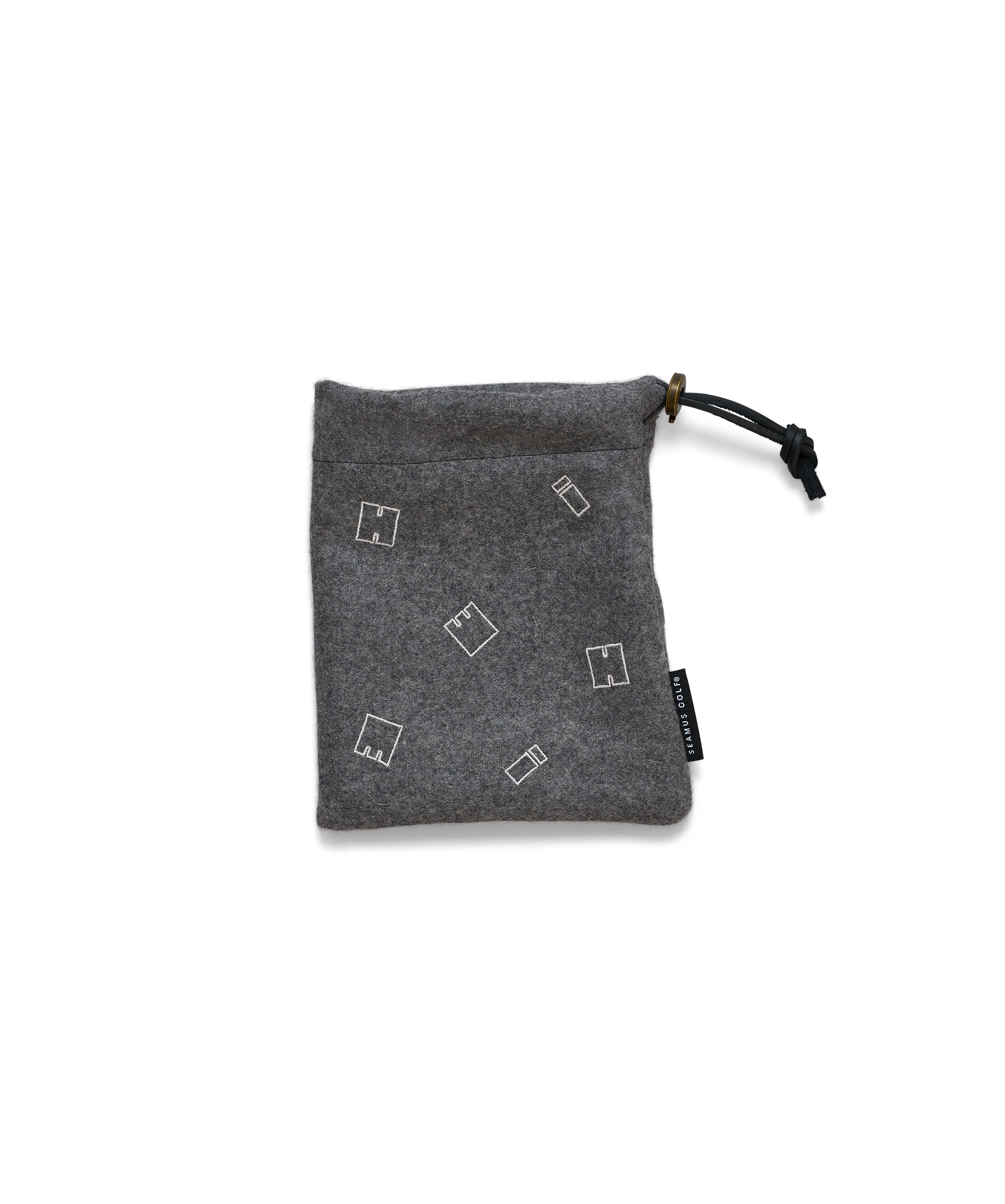 Grey Melton Wool Embroidered Limited Seamus Pouches