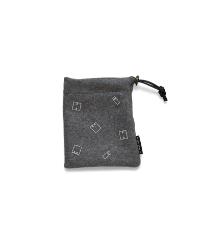 Grey Melton Wool Embroidered Limited Seamus Pouches