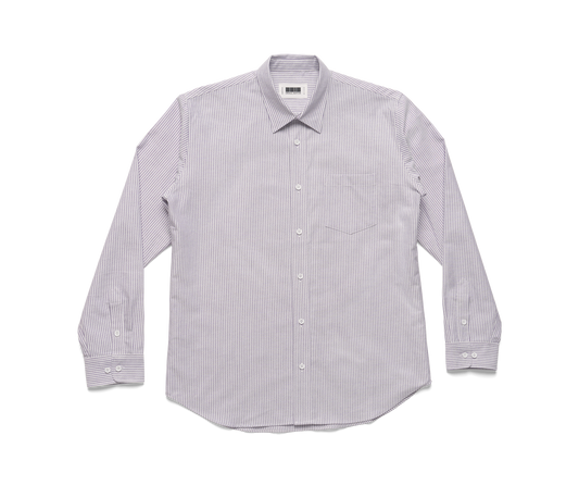Lavender White Japanese Cotton Oxford Stripe Dress Shirt