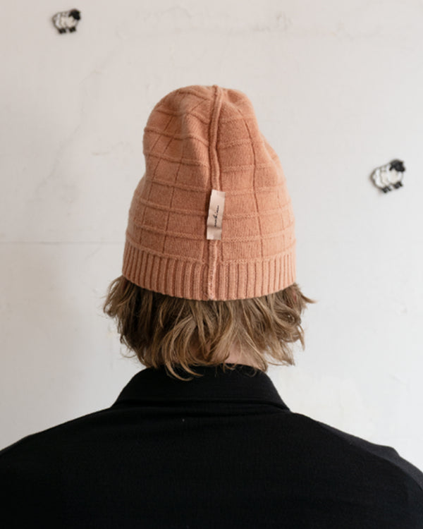 Spell-Out Knit Beanie in Red Brick
