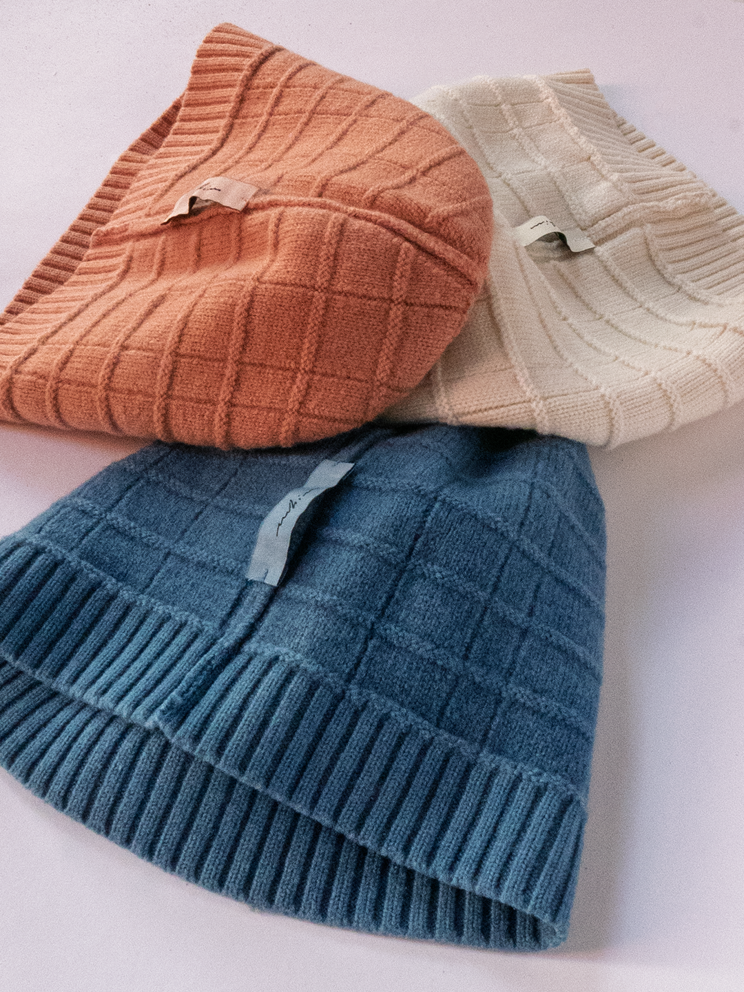 Spell-Out Knit Beanie in Blue Sea