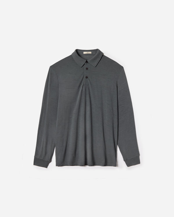 Slate Merino Long Sleeve Golf Shirt – Light Weight