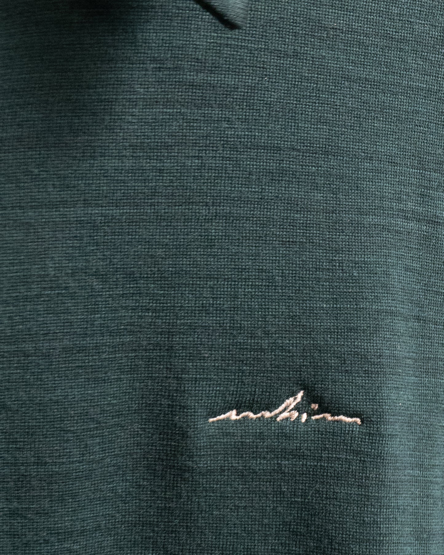 Embroidered Dark Green Merino Long Sleeve Golf Shirt – Mid-Weight